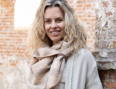 Sjaal geruit beige 