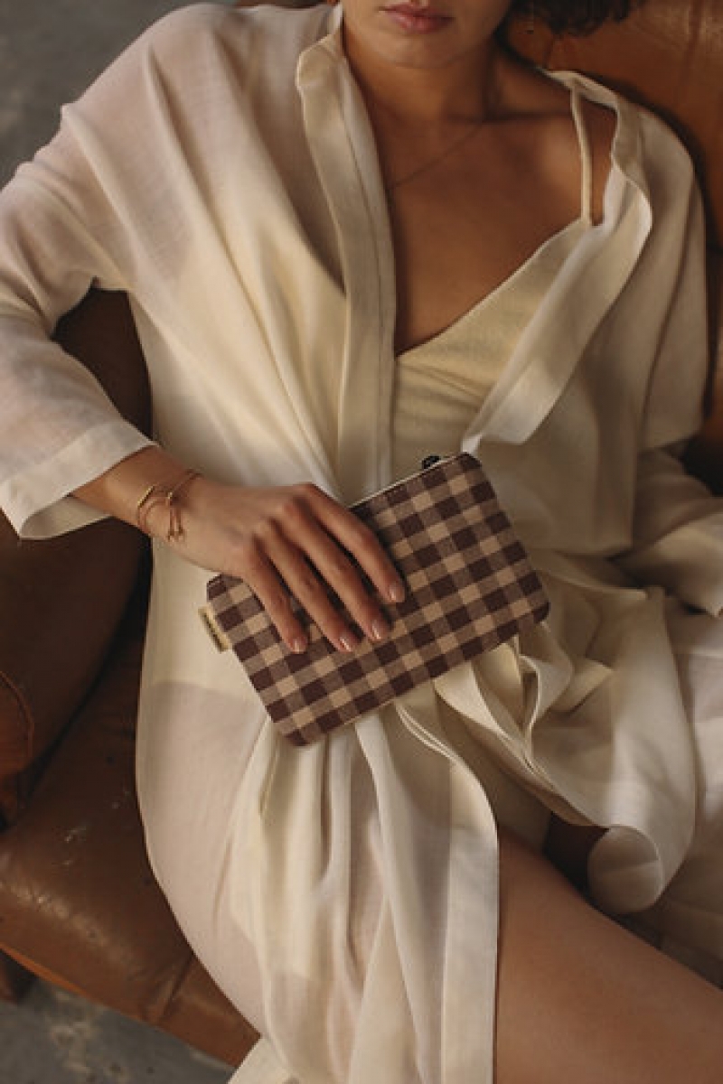 Monk & Anna - Michi wallet - check brown