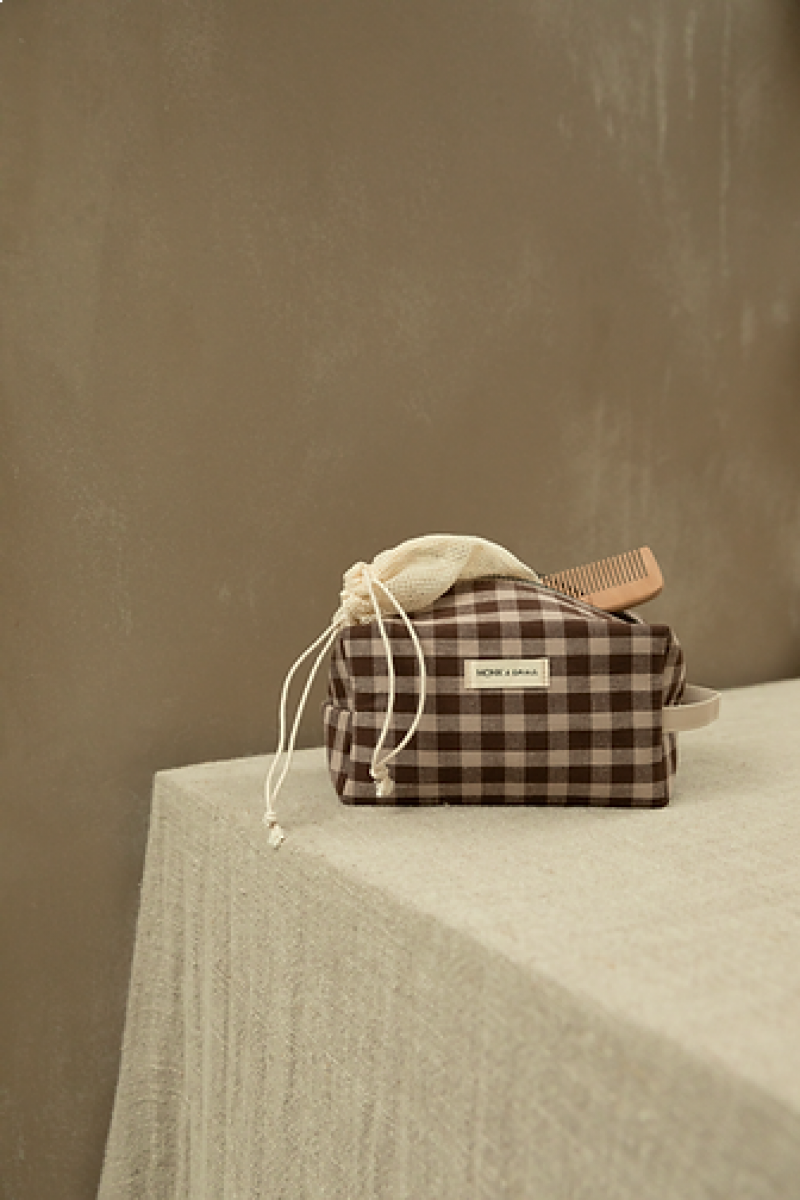 Monk & Anna - Toiletry bag - check brown